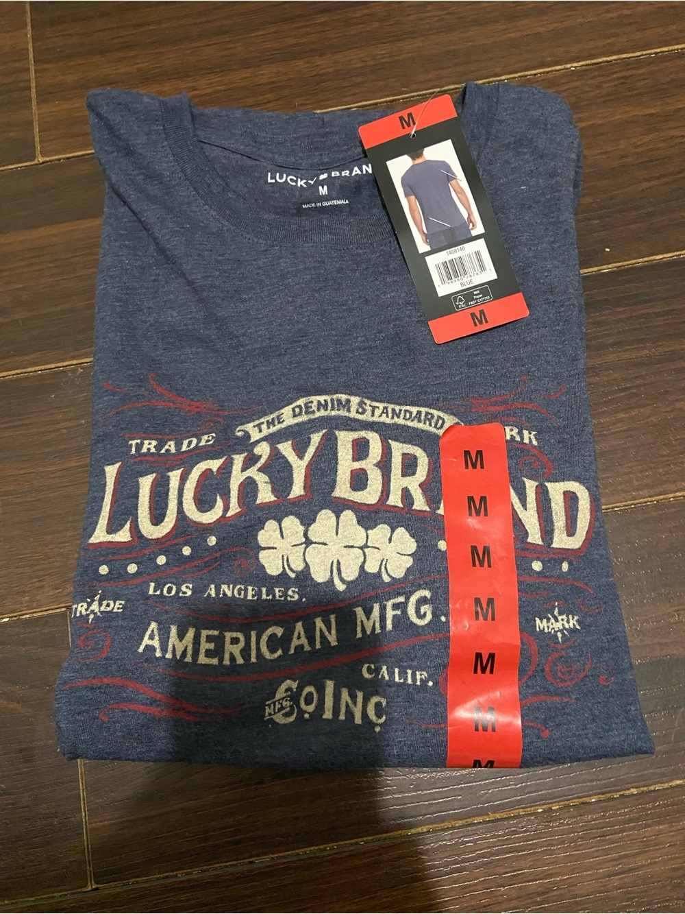 Lucky Brand Men's M Navy Graphic Print Logo Short Sleeve T-Shirt